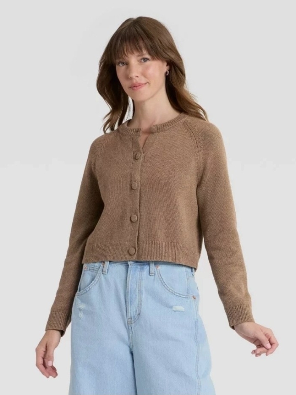 Universal Thread Women’s Brown Button-Front Knit Sweater Cardigan